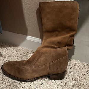 Born size 8 tan tall boots with tie at top